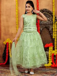 Aarika Girls Embellished Ready to Wear Lehenga & Blouse With Dupatta