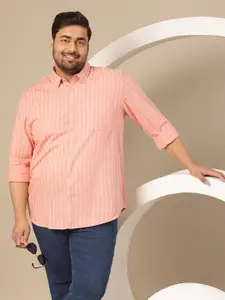 Sztori Men Plus Size Premium Striped Pure Cotton Casual Shirt