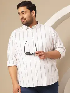 Sztori Men Plus Size Premium Striped Pure Cotton Casual Shirt