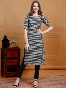 7Threads Chevron Printed Crepe Straight Kurta