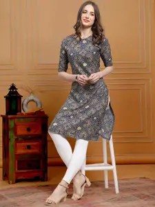 7Threads Geometric Printed Crepe Straight Kurta