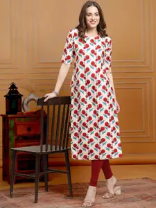 7Threads Floral Printed Crepe Straight Kurta