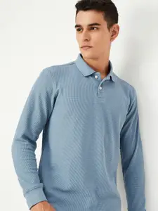 max Men Self Design Polo Collar Cotton T-shirt