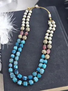 Binnis Wardrobe Gold-Plated Beaded Emralled Two Line Necklace