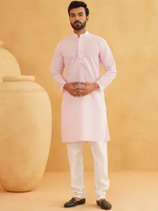 SOJANYA Geometric Embroidered Regular Pure Cotton Straight Kurta With Churidar