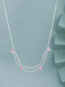 VANBELLE Rhodium-Plated 925 Sterling Silver CZ Studded Layered Necklace