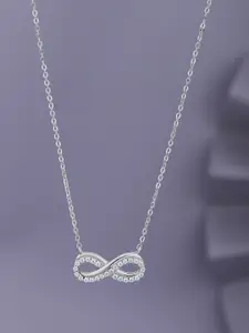 VANBELLE Rhodium-Plated 925 Sterling Silver CZ Studded Infinity Pendant Necklace