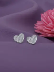 VANBELLE Rhodium-Plated 925 Sterling Silver Heart Shaped Stud Earrings