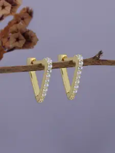 VANBELLE Gold-Plated 925 Sterling Silver Triangular CZ Drop Earrings