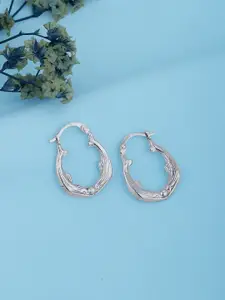 VANBELLE 925 Sterling Silver Rhodium-Plated Contemporary Hoop Earrings