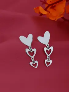 VANBELLE Rhodium-Plated  925 Sterling Silver Heart Shaped Drop Earrings