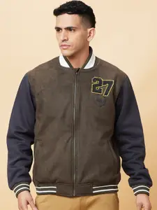 Being Human Men Stand Collar Colourblocked Casual Bomber Jacket