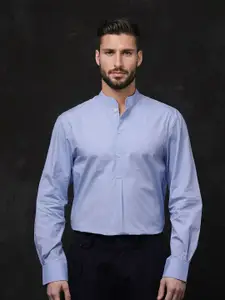 RARE RABBIT Men Comfort Fit Mandarin Collar Solid Cotton Formal Shirt