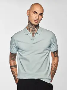 Snitch Men Solid Polo Collar Slim Fit Cotton T-shirt