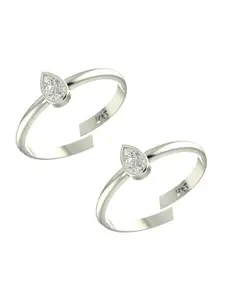 Peenzone Jewellers Pack Of 2 925 Sterling Silver Plated Cubic Zirconia Studded Toe Ring