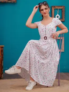 BAESD Women Floral Printed Crepe Fit & Flare Midi Dress