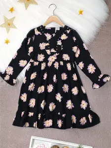 Bella Moda Girls Floral Printed Cotton Fit & Flare Dress