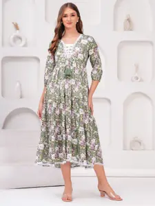 BAESD Women Floral Printed Fit & Flare Midi Dress