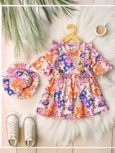 Bella Moda Girls Floral Printed Bell Sleeve Fit & Flare Dress