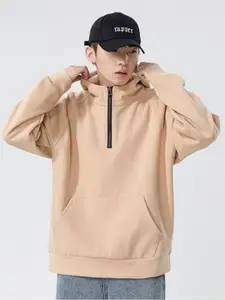 HERE&NOW Men Hooded Half Zipper Sweatshirt