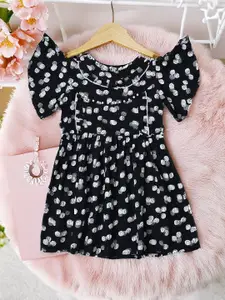 Bella Moda Girls Abstract Print Flutter Sleeve Peplum Dress