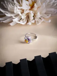 DIAVO Cubic Zirconia Studded Baby Bug Adjustable Finger Ring