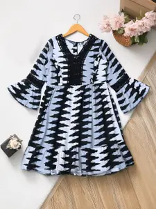 Bella Moda Girls Printed Cotton Fit & Flare Dress