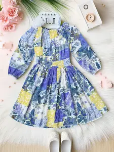 Bella Moda Girls Printed Cotton Fit & Flare Dress