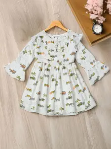 Bella Moda Girls Printed Bow Detail Fit & Flare Dress