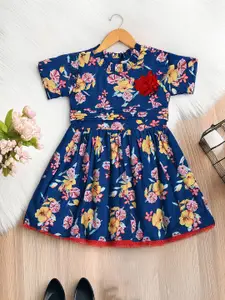 Bella Moda Girls Floral Printed Cotton Fit & Flare Dress