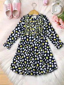 Bella Moda Girls Polka Dot Printed Cotton Fit & Flare Dress