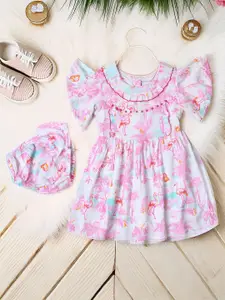 Bella Moda Girls Floral Print Flutter Sleeve Peplum Dress