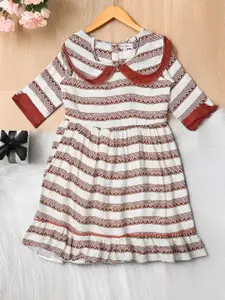 Bella Moda Girls Striped Cotton Fit & Flare Dress