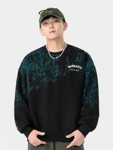 HERE&NOW Men Abstract Printed Pure Cotton Sweatshirt