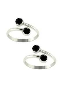 Peenzone Jewellers 925 Sterling Silver-Plated Cubic Zirconia Stone Studded Toe Rings