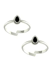 Peenzone Jewellers 925 Sterling Silver-Plated Cubic Zirconia Stone Studded Toe Rings