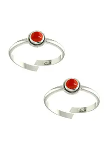 Peenzone Jewellers 925 Sterling Silver Plated Cubic Zirconia Stone Studded Toe Rings