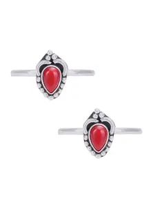 Peenzone Jewellers 925 Sterling Silver-Plated Cubic Zirconia Stone Studded Toe Rings