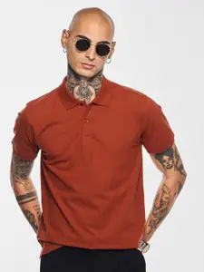 Snitch Men Solid Polo Collar Cotton T-shirt