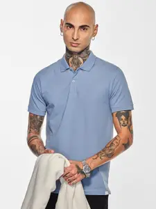 Snitch Men Solid Polo Collar Cotton T-shirt
