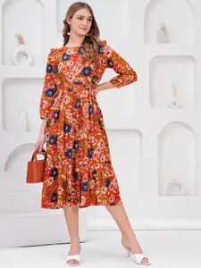 BAESD Women Floral Printed Fit & Flare Midi Dress