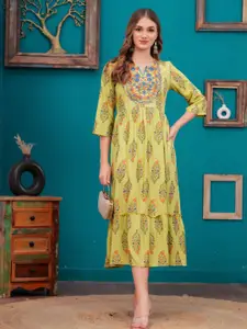 HIGHLIGHT FASHION EXPORT Floral Printed Fit & Flare Midi Dress