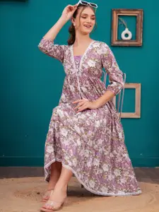 HIGHLIGHT FASHION EXPORT Floral Printed Fit & Flare Midi Dress