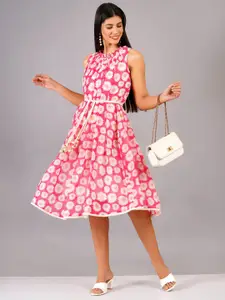 HIGHLIGHT FASHION EXPORT Floral Printed Fit & Flare Midi Dress