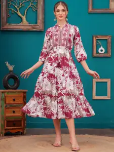 HIGHLIGHT FASHION EXPORT Women Printed Fit & Flare Midi Dress