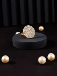 DIAVO Gold-Plated Cubic Zirconia-Studded Dazzling Diva Finger Ring