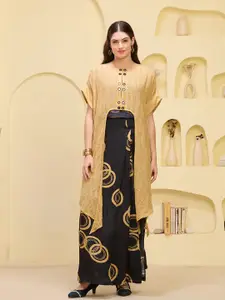 First Resort by Ramola Bachchan Embroidered Longline Dipped Open Front Cotton Shrug