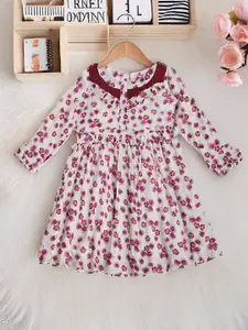Bella Moda Girls Floral Printed Cotton Fit and FlareDress