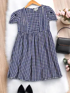 Bella Moda Girls Geometric Printed Cotton A-Line Dress