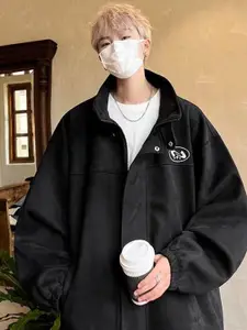 HERE&NOW Men Mock Collar Solid Casual Bomber Jacket